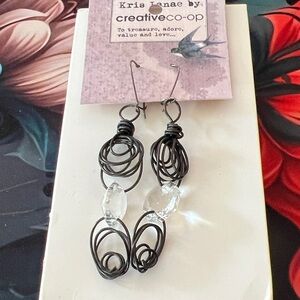 56 Black Wire & Crystal Drop Earrings
